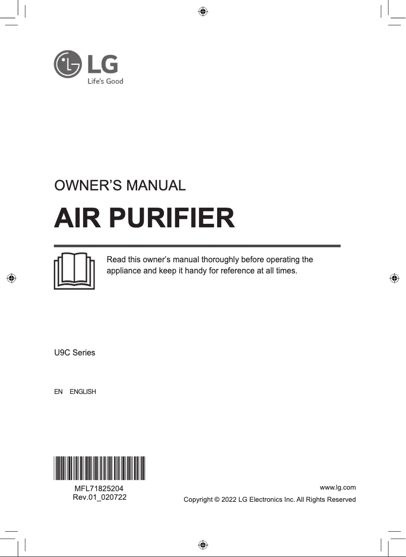 Page 1 de la notice Manuel utilisateur LG PuriCare Aero Fan U9CS1C