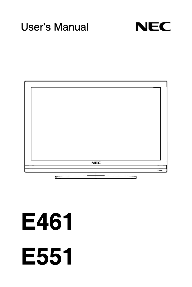 Page 1 de la notice Manuel utilisateur NEC E461