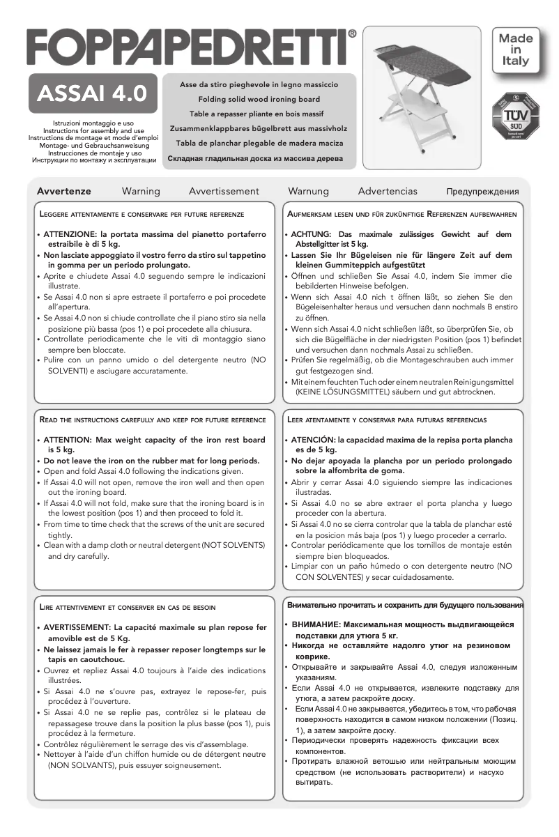 Page n°1 - Manuel utilisateur Foppapedretti Assai 4.0