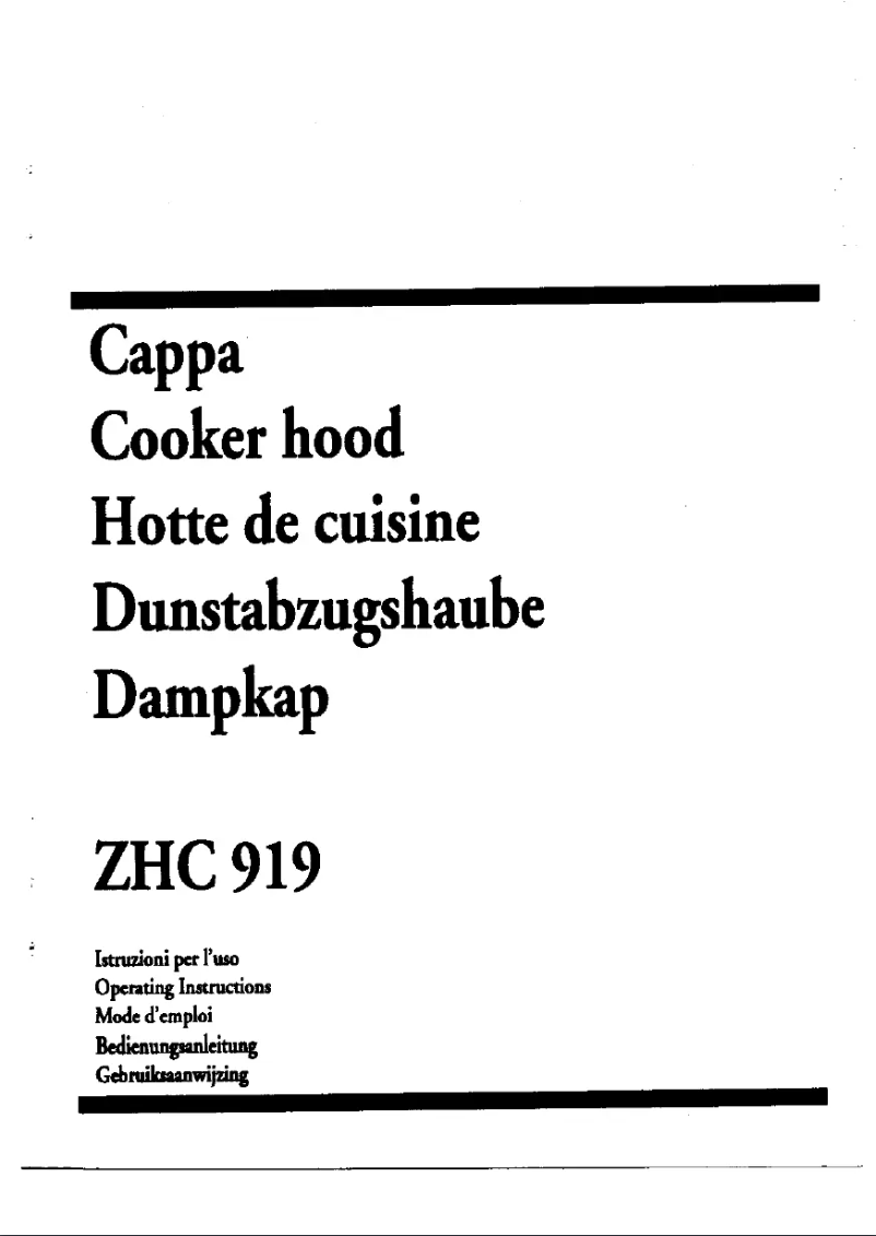 Page n°1 - Manuel utilisateur Zanussi ZHC 919 x