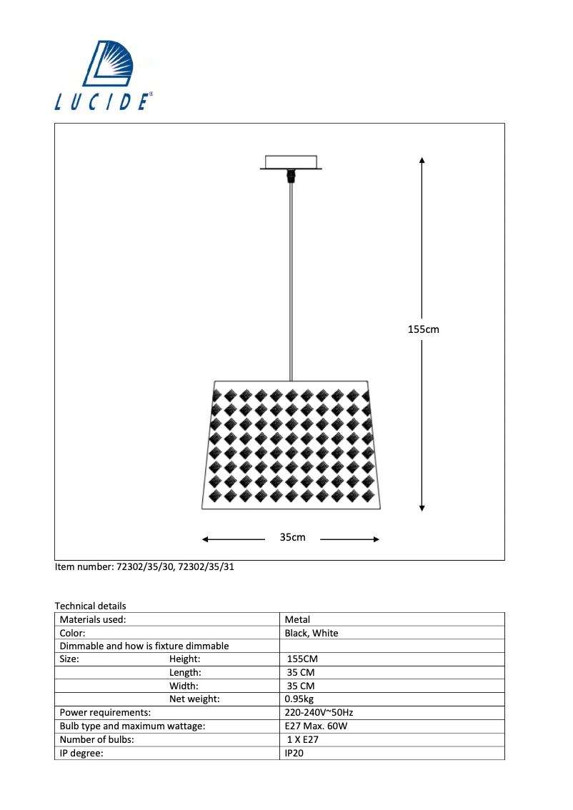 Page n°1 - Manuel utilisateur Lucide Waffle 72302/35/31