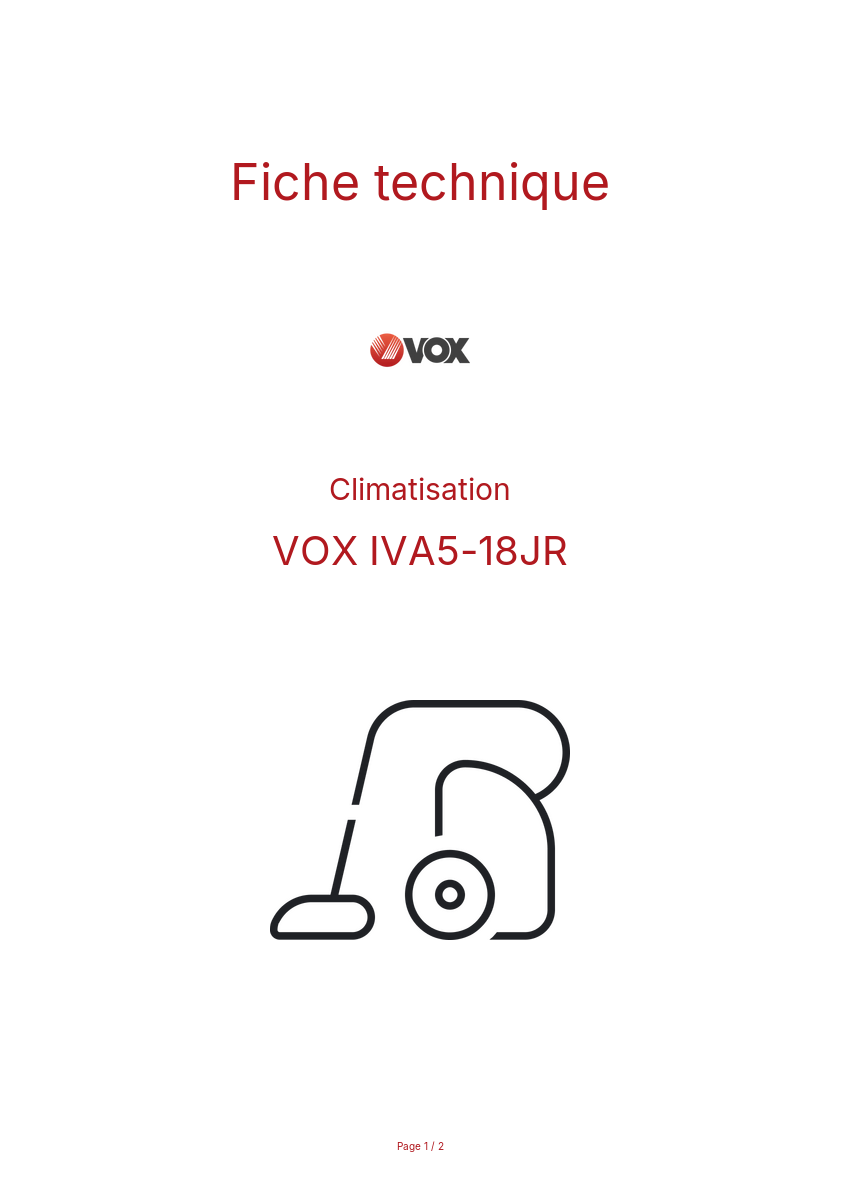 Page n°1 - Fiche technique VOX IVA5-18JR