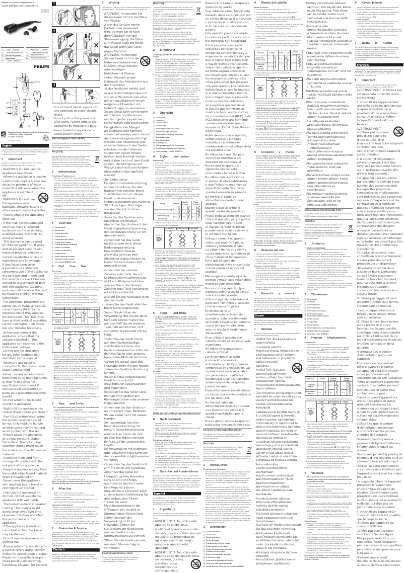 Page 1 de la notice Manuel utilisateur Philips StyleCare Prestige MoistureProtect BHB878