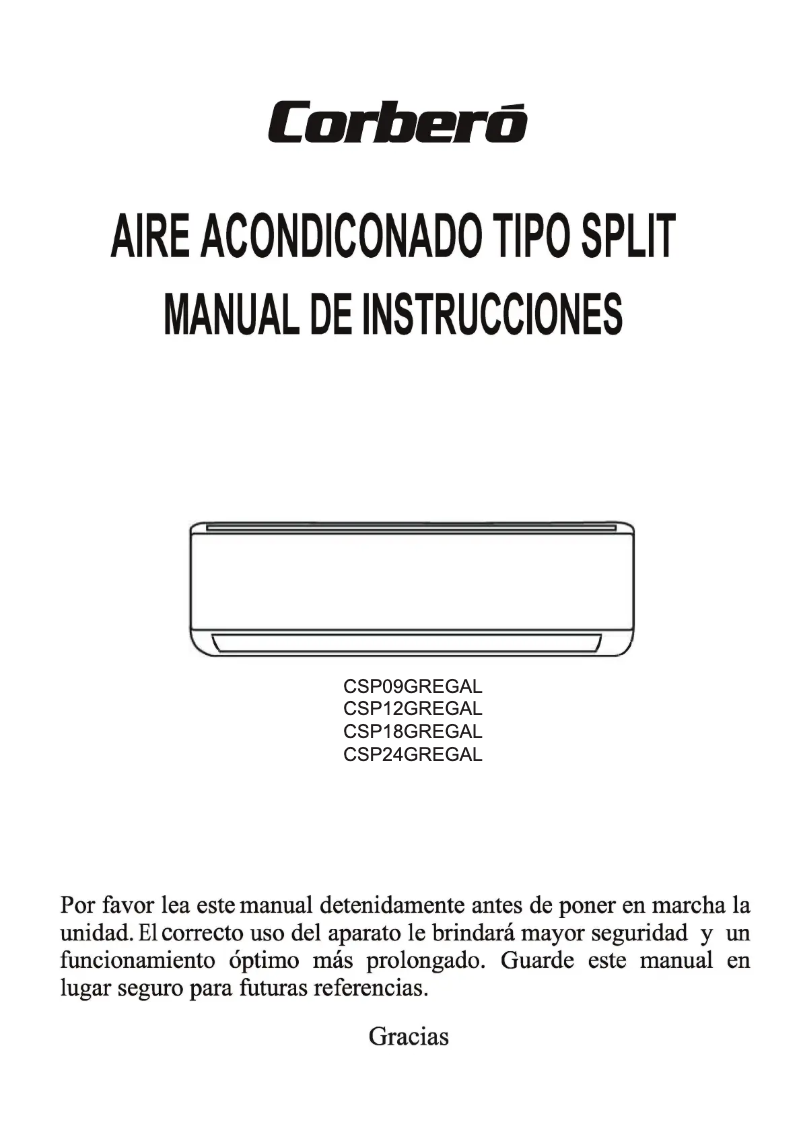 Page 1 de la notice Manuel utilisateur Corbero CSP12GREGAL