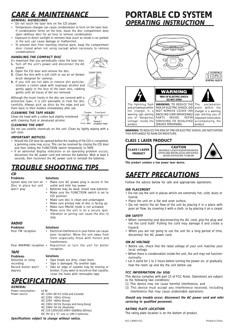 Page 1 de la notice Manuel utilisateur Durabrand CDA1366