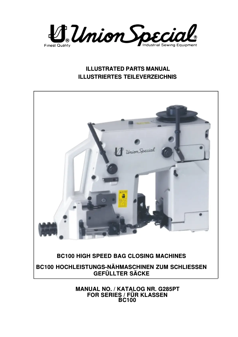 Page 1 de la notice Manuel utilisateur Union Special BC100 Series