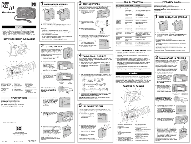 Page 1 de la notice Manuel utilisateur Kodak KB12
