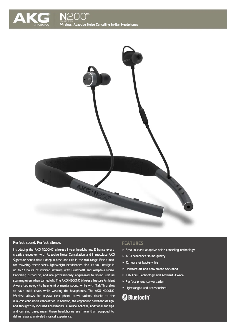 Page 1 de la notice Fiche technique AKG N200NC Wireless