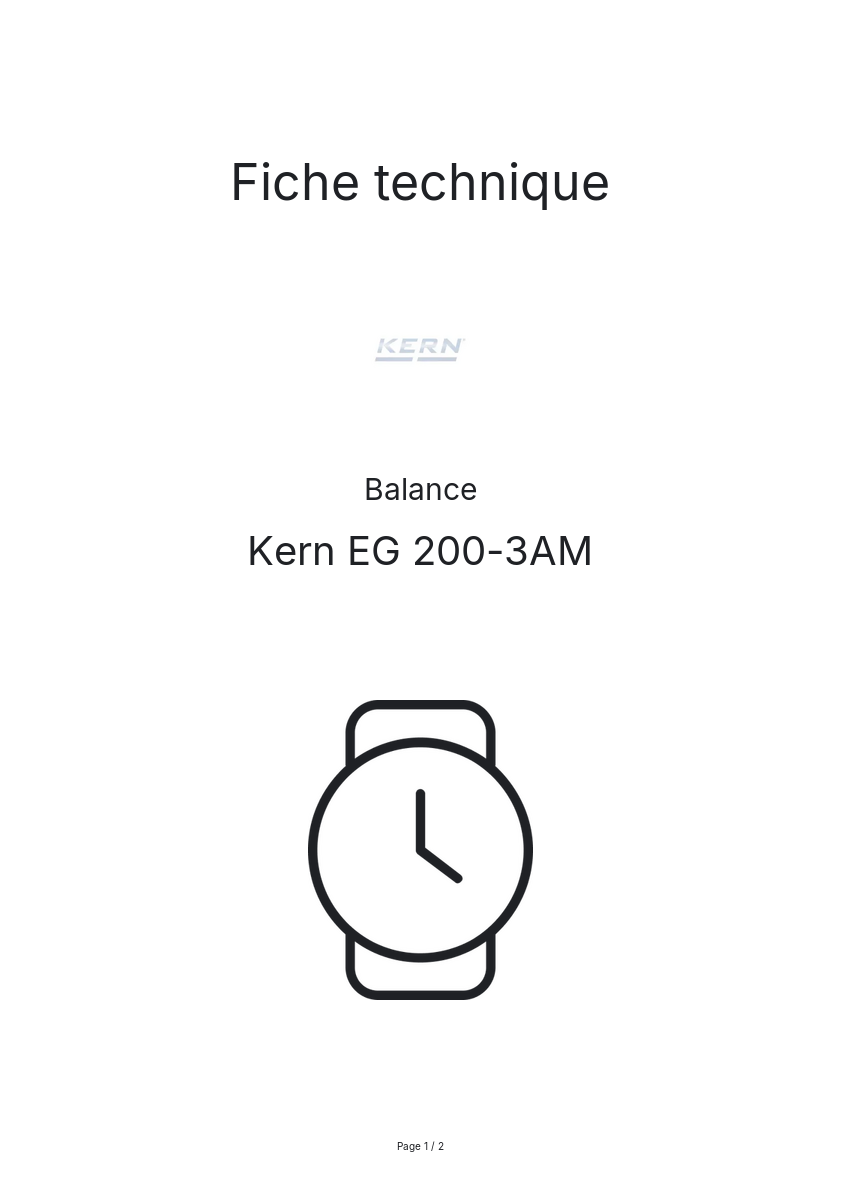 Page n°1 - Fiche technique Kern EG 200-3AM