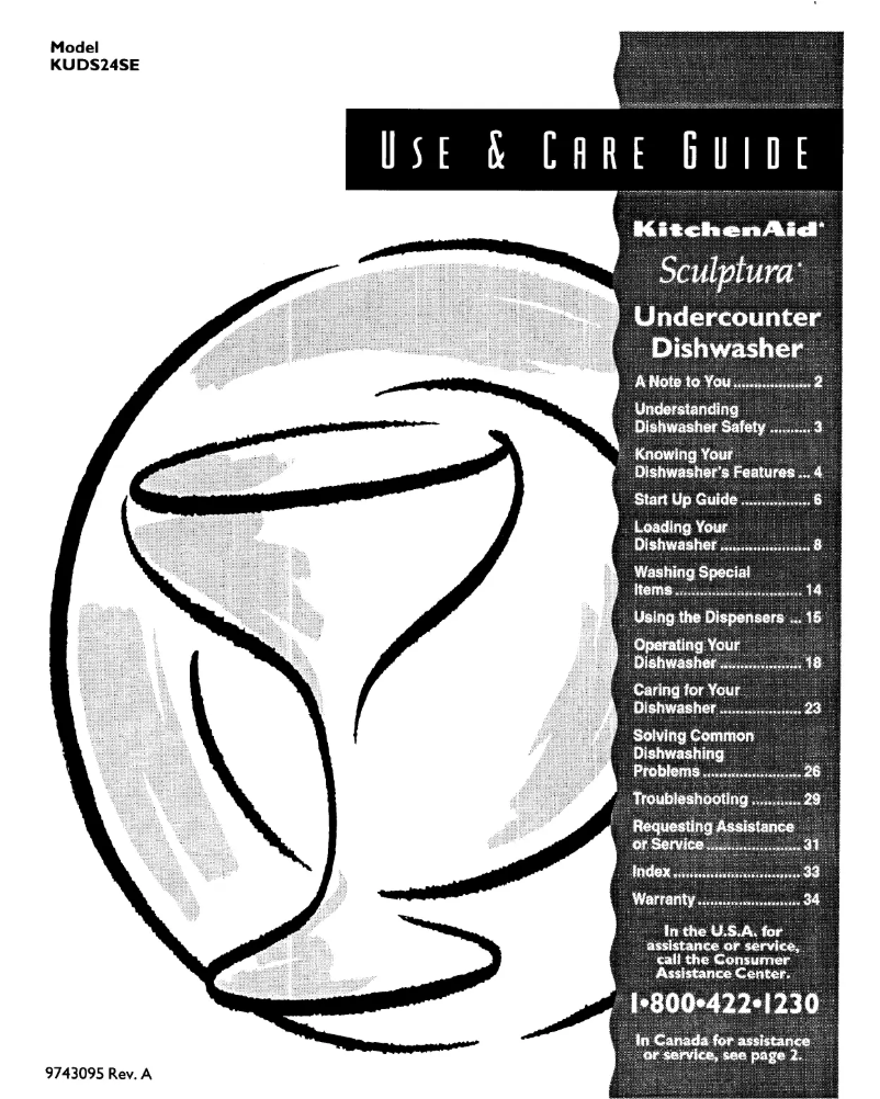 Page 1 de la notice Manuel utilisateur KitchenAid Sculptura KUDS24SEBL5