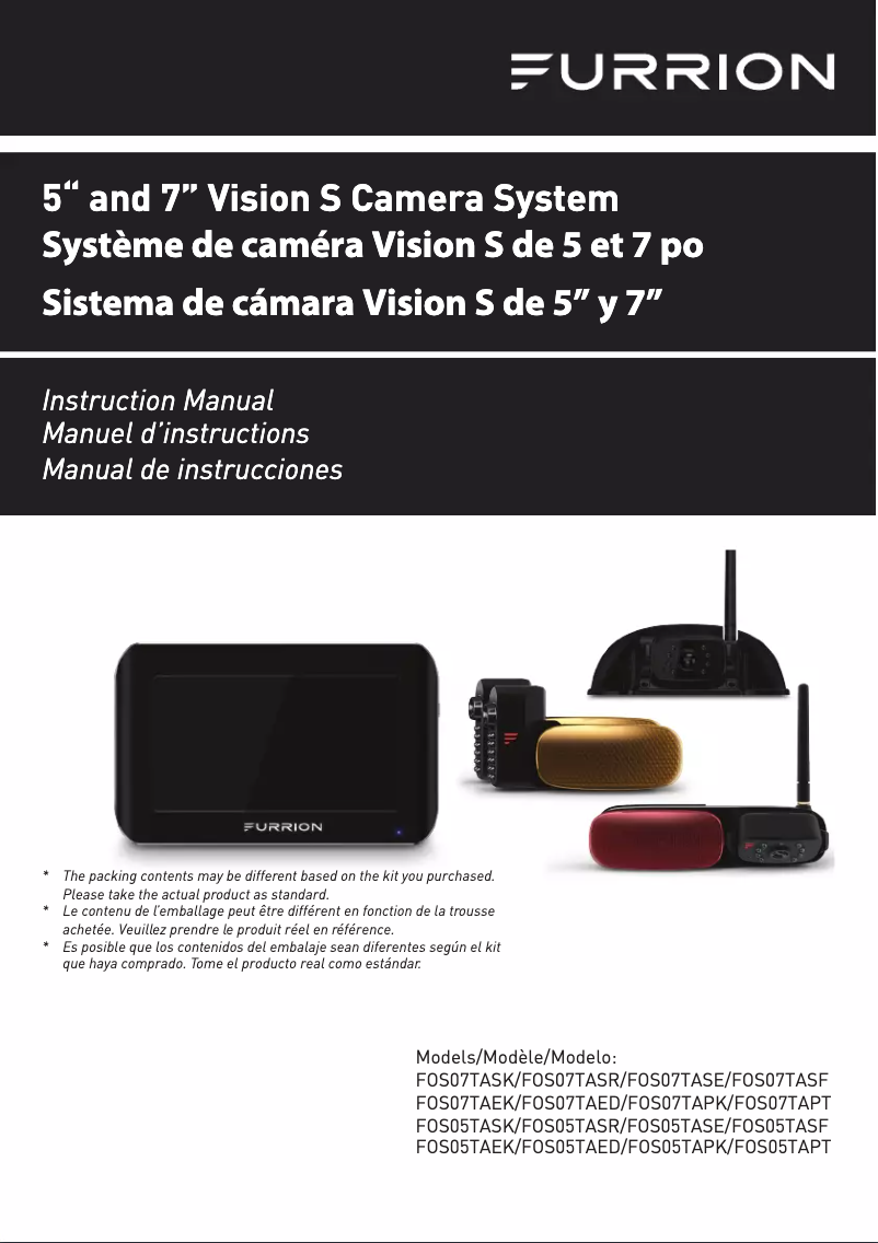 Image de la première page du manuel de l'appareil Vision S FOS05TASF