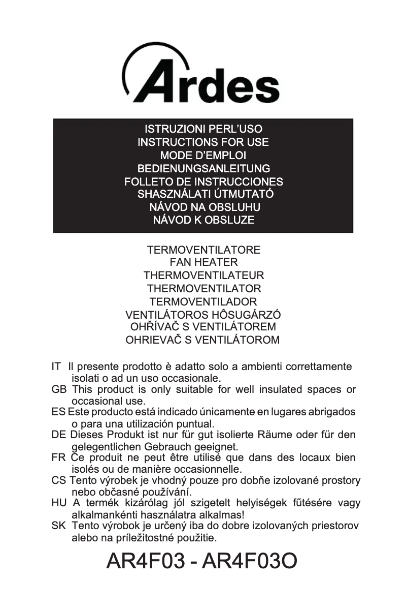 Page 1 de la notice Manuel utilisateur Ardes AR4F03O