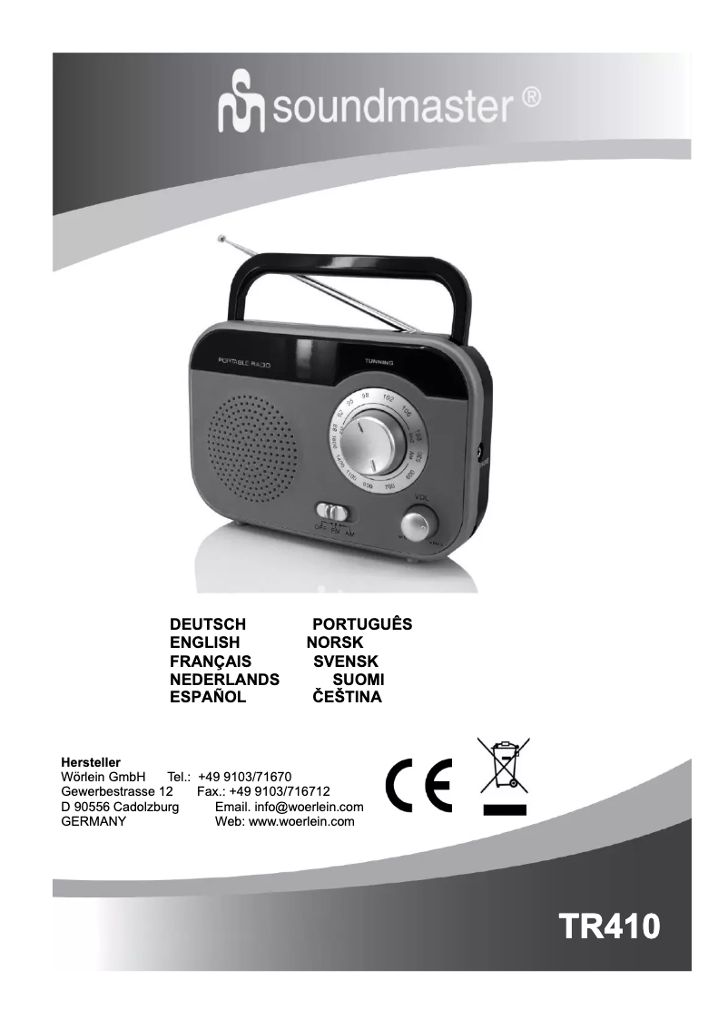 Page n°1 - Manuel utilisateur Soundmaster TR410GR