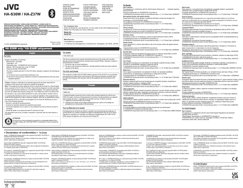 Page 1 de la notice Manuel utilisateur JVC HA-S36W