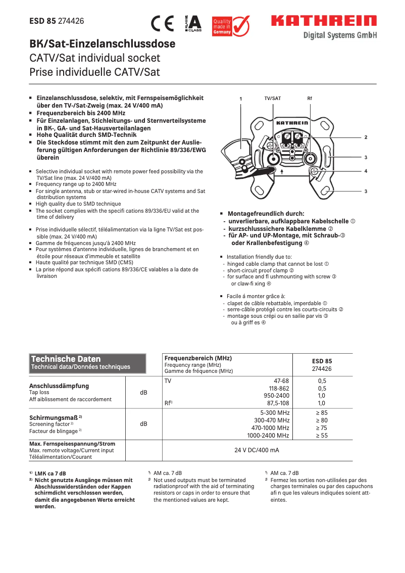 Image de la première page du manuel de l'appareil ESD 85