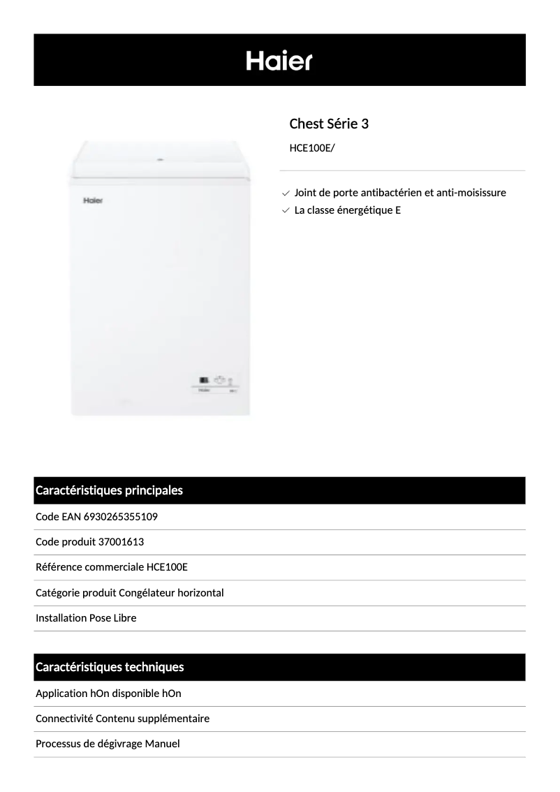 Image de la première page du manuel de l'appareil HCE100E