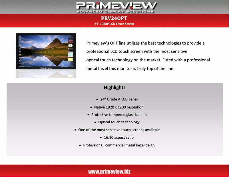 Page n°1 - Manuel utilisateur Primeview PRV24OPMT