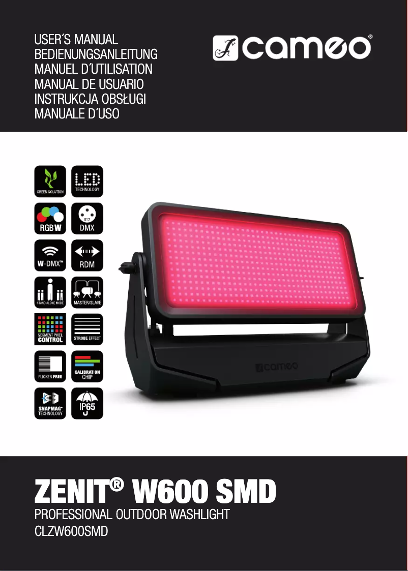 Page n°1 - Manuel utilisateur Cameo ZENIT W600 SMD