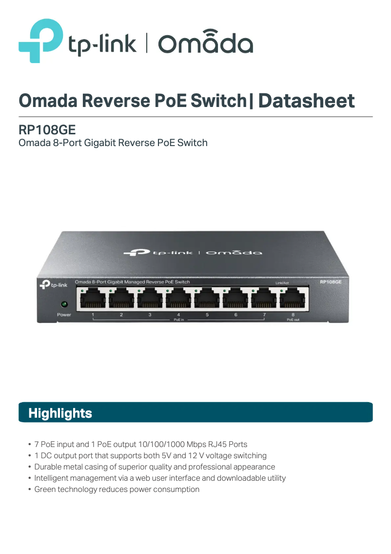 Page 1 de la notice Manuel utilisateur TP-Link Omada RP108GE
