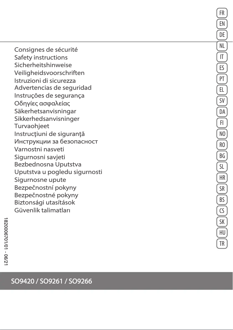 Página 1 del manual Instrucciones de seguridad Rowenta Mini Excel Eco Safe SO9265