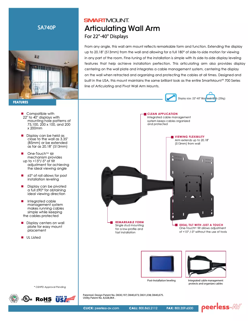 Page n°1 - Manuel utilisateur Peerless-AV SA740P