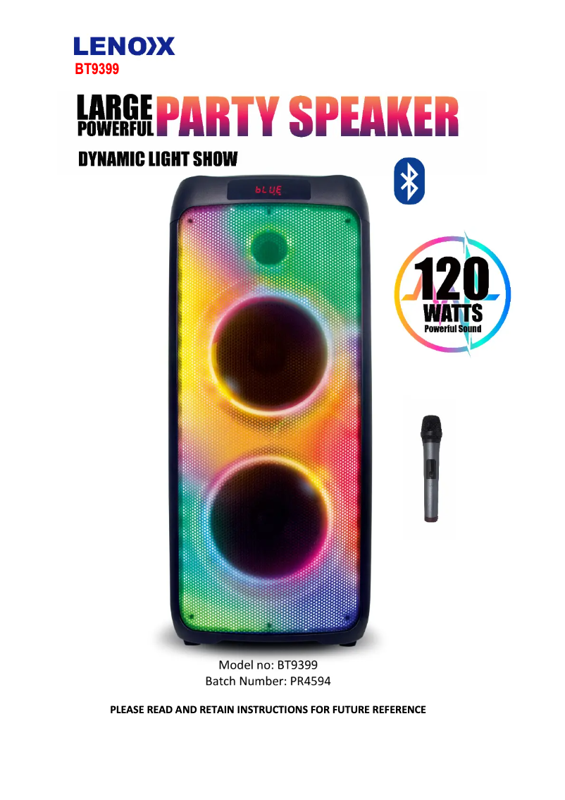 Image de la première page du manuel de l'appareil BT9399