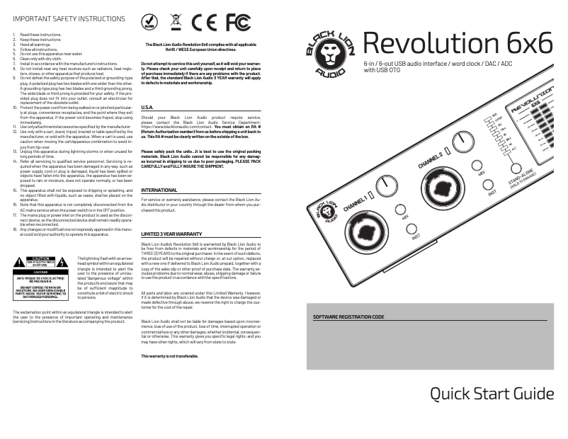 Page n°1 - Manuel utilisateur Black Lion Audio Revolution 6x6