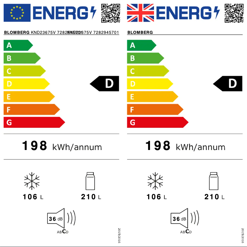 Página 1 del manual Etiqueta energética Blomberg KND23675V