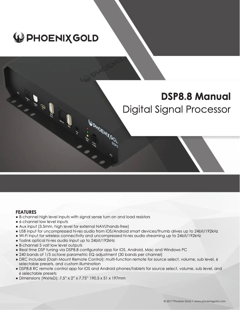 Page n°1 - Manuel utilisateur Phoenix Gold DSP8.8