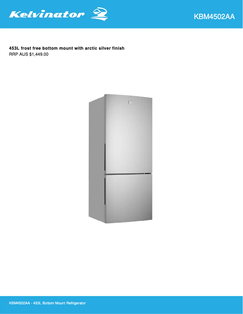 Page n°1 - Fiche technique Kelvinator KBM4502AA