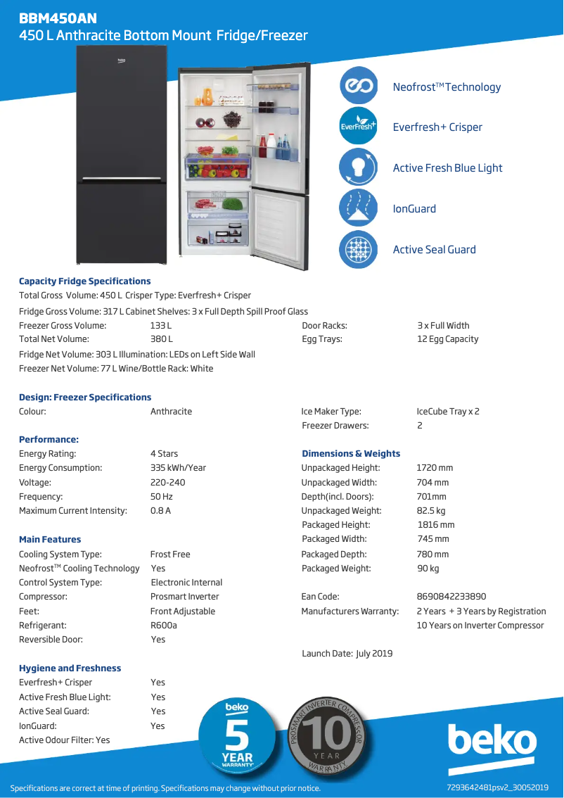 Image de la première page du manuel de l'appareil BBM450AN