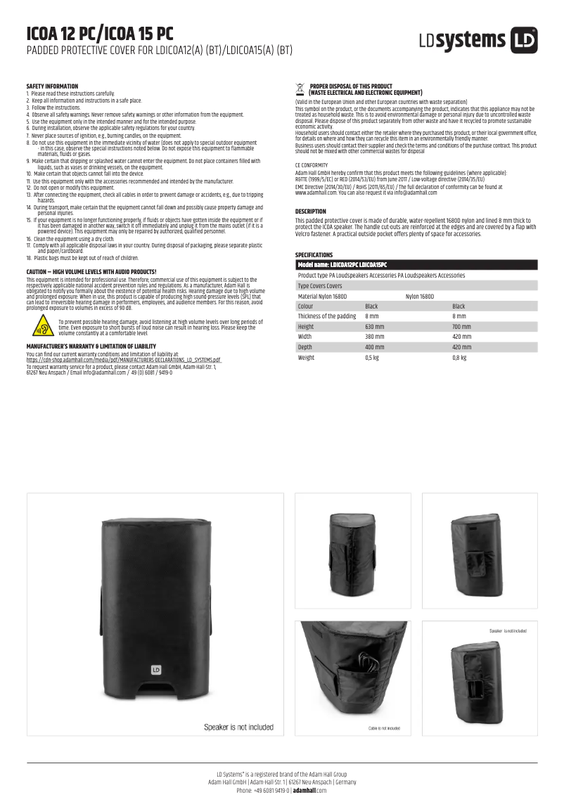 Page 1 de la notice Manuel utilisateur LD Systems ICOA 12 PC