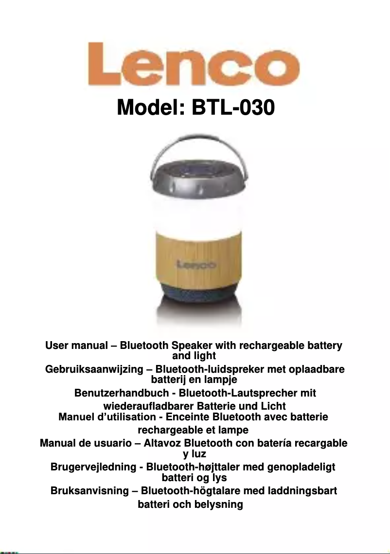 Page 1 de la notice Manuel utilisateur Lenco BTL-030