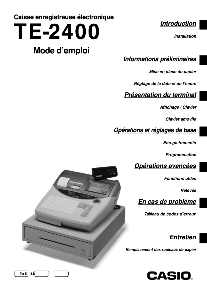 Page 1 de la notice Manuel utilisateur Casio TE-2400