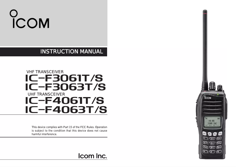 Image de la première page du manuel de l'appareil IC-F4061