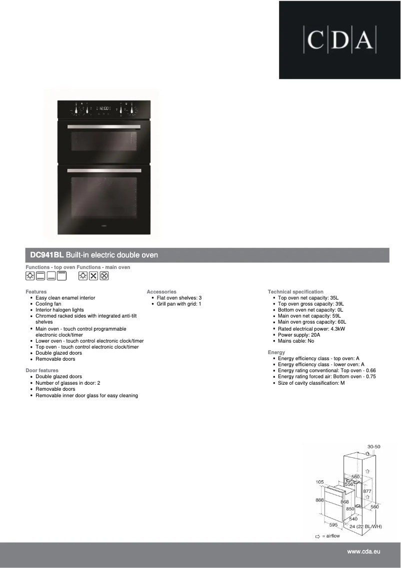 Page n°1 - Fiche technique CDA DC941BL