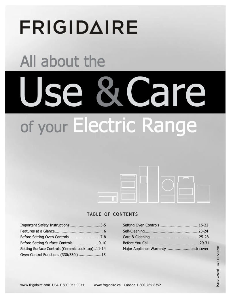 Page 1 de la notice Manuel utilisateur Frigidaire FGEF3031KQ