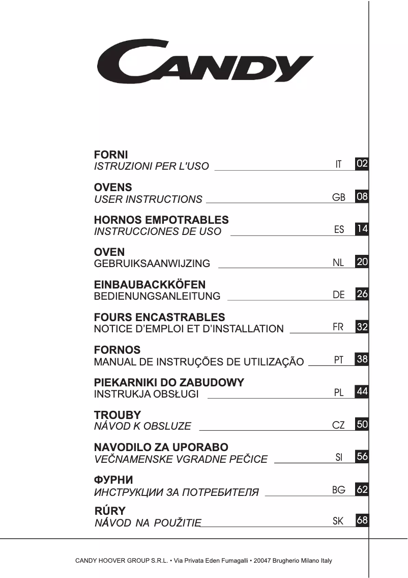 Page n°1 - Manuel utilisateur Candy FCR 824 BA