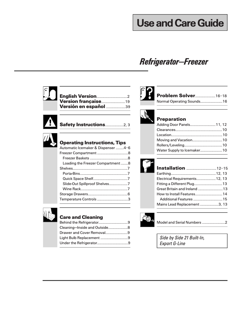 Image de la première page du manuel de l'appareil Profile TPG21PRDBB