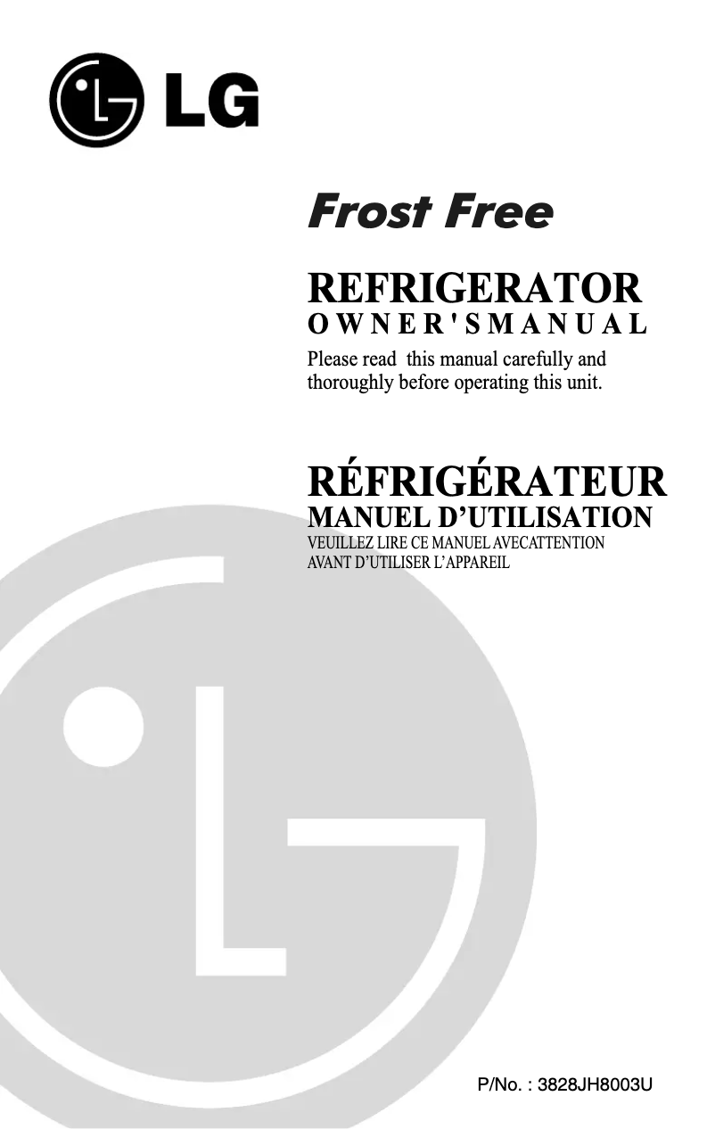 Page 1 de la notice Manuel utilisateur LG GL-T272JL