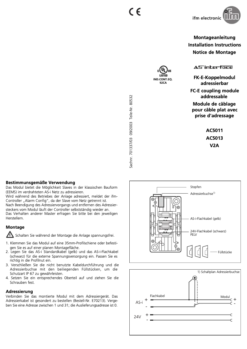 Page n°1 - Manuel utilisateur IFM AC5011