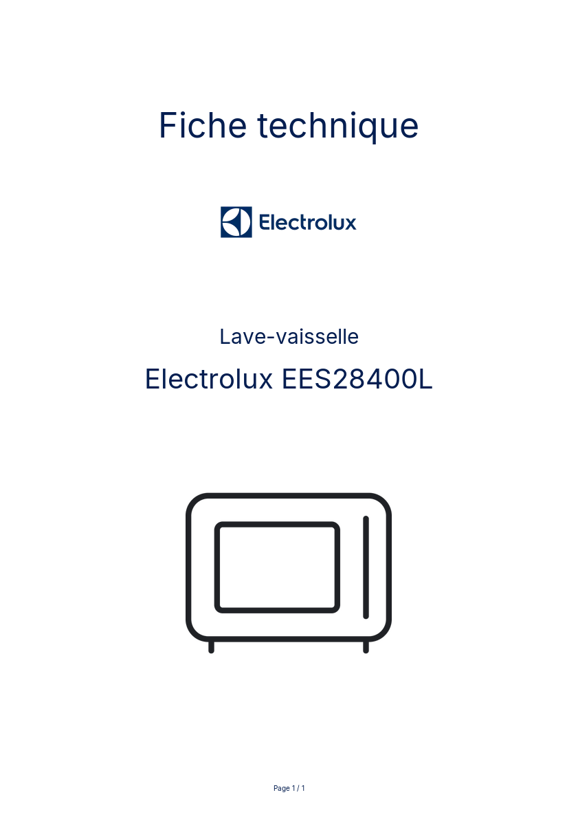 Page n°1 - Fiche technique Electrolux EES28400L