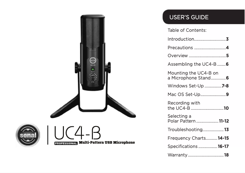 Page n°1 - Manuel utilisateur Senal UC4-B