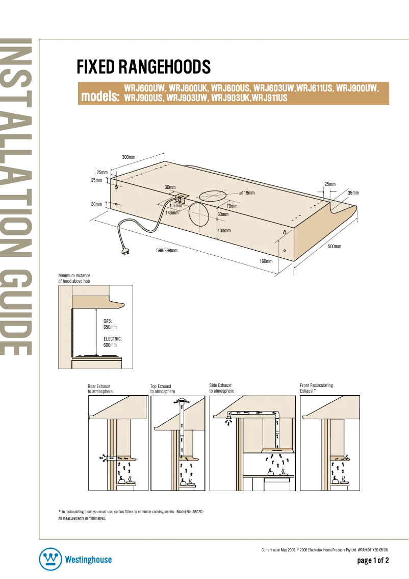 Image de la première page du manuel de l'appareil WRJ611US