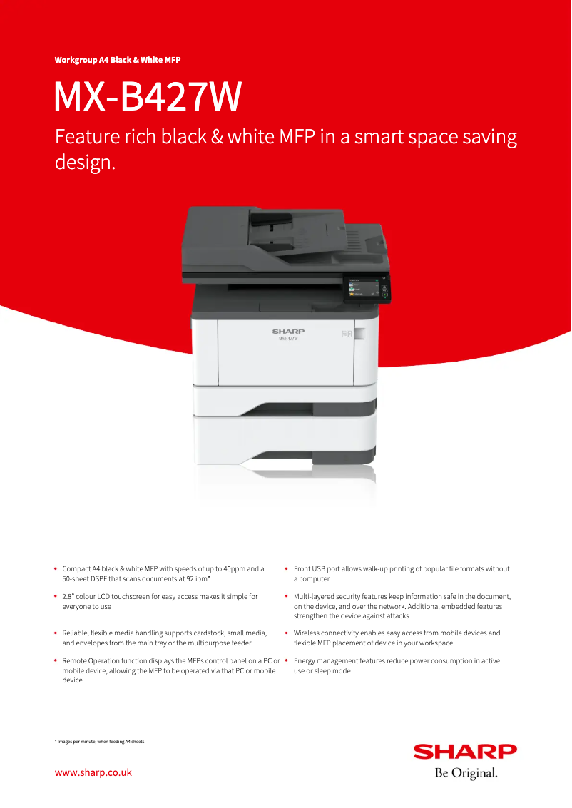 Image de la première page du manuel de l'appareil MX-B427W