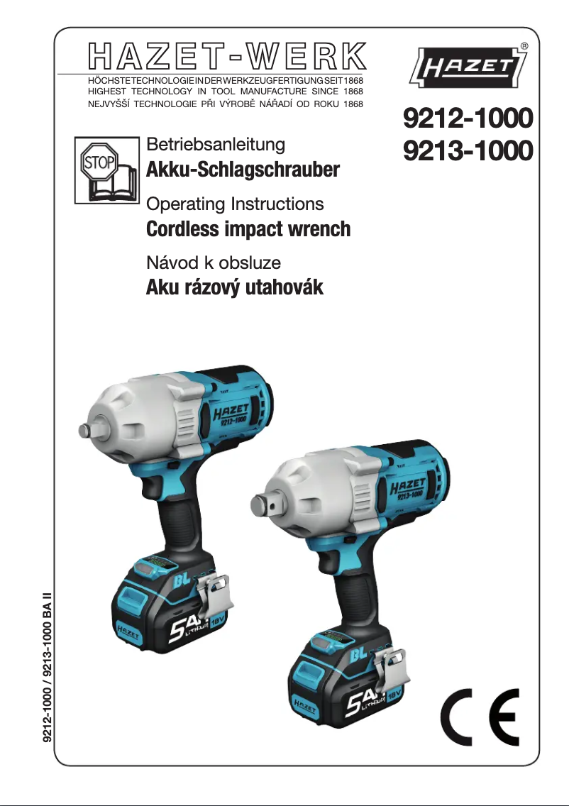Page n°1 - Manuel utilisateur Hazet 9213-1000