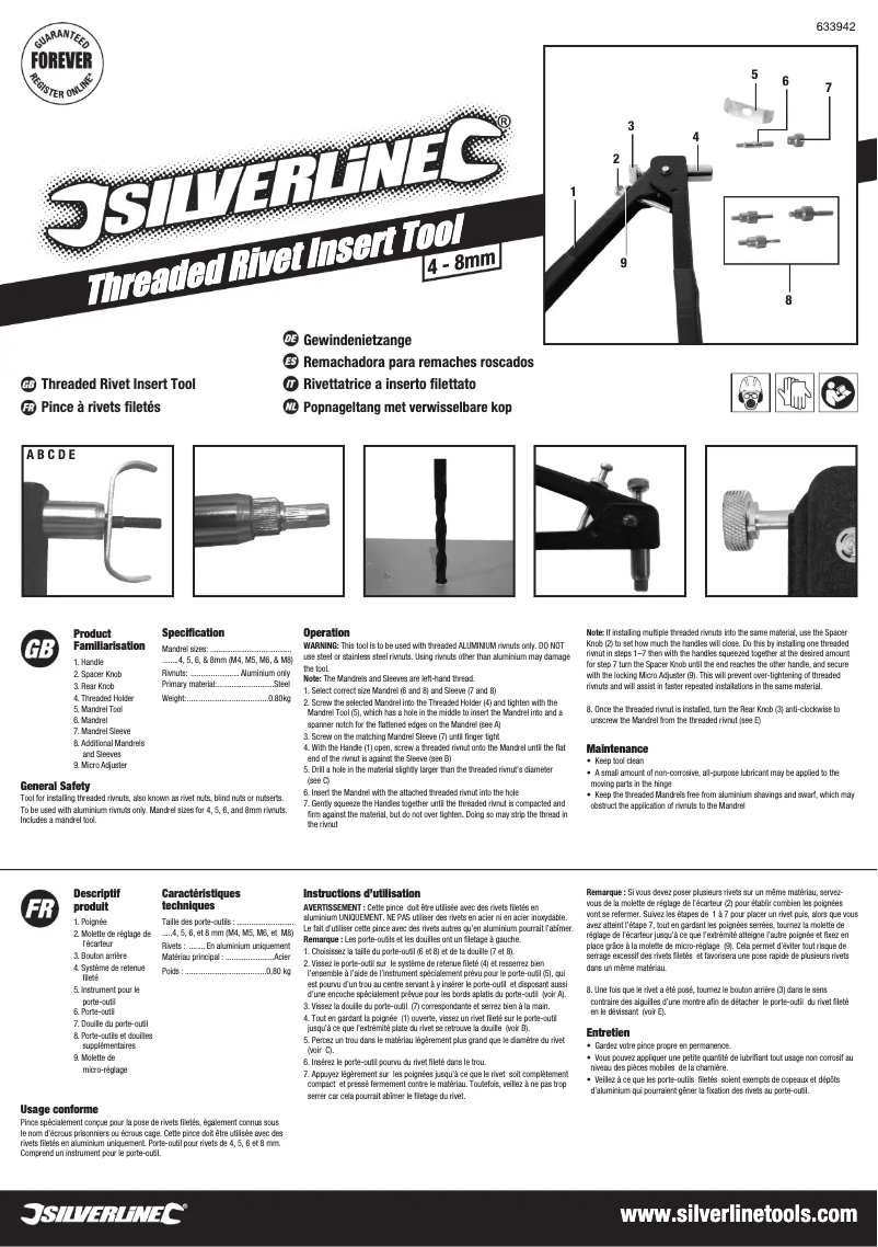 Page 1 de la notice Manuel utilisateur Silverline 633942