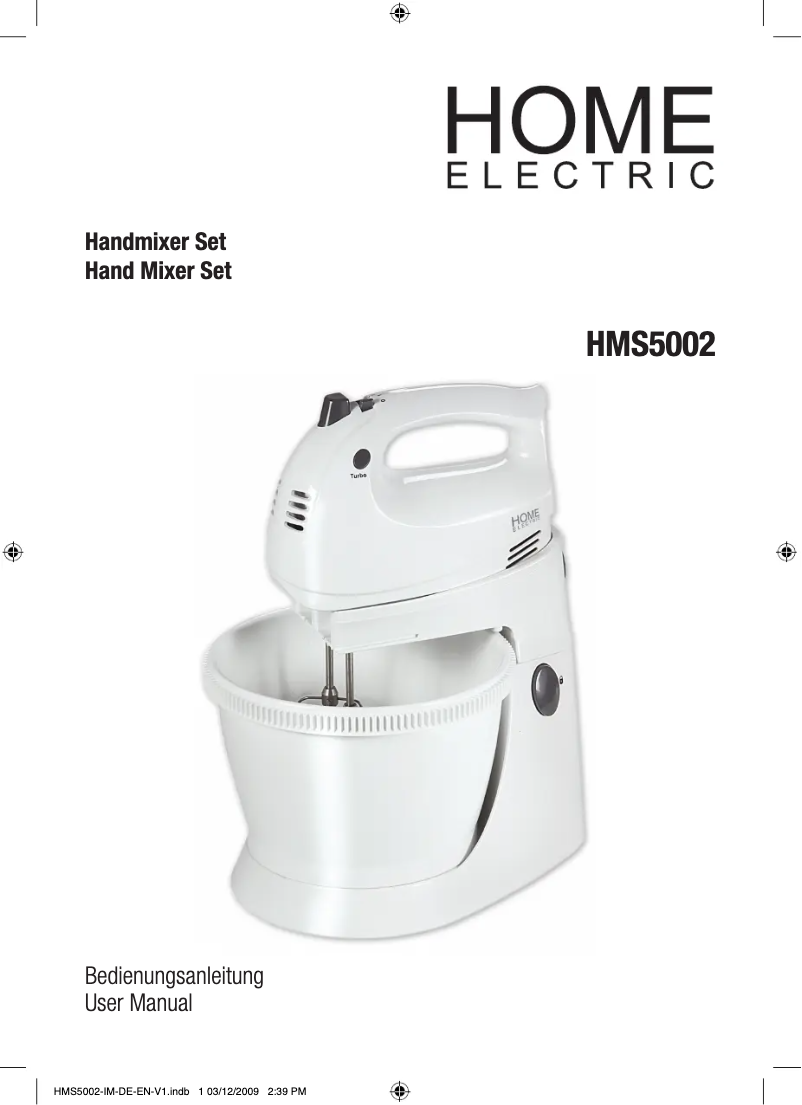 Page 1 de la notice Manuel utilisateur Home Electric HMS5002