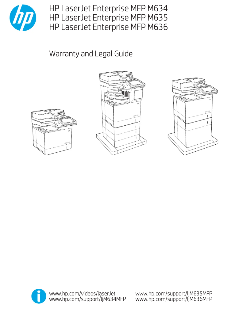 Page n°1 - Informations de garantie HP LaserJet Enterprise MFP M634