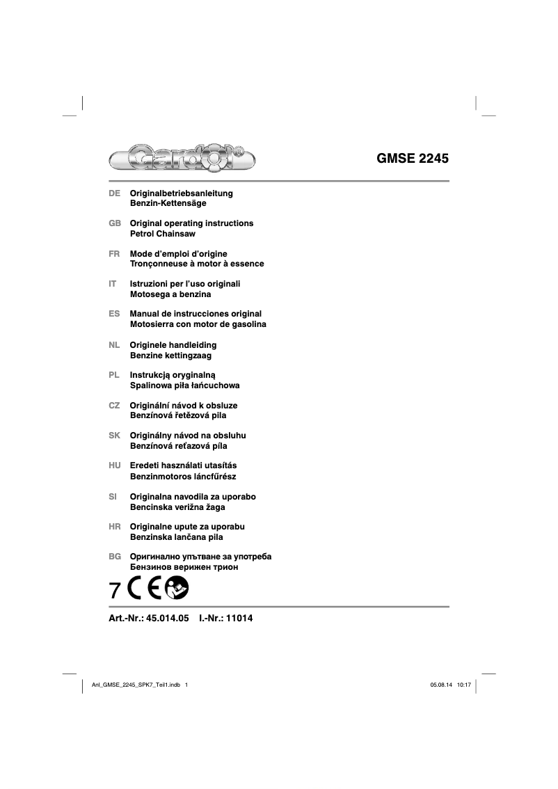 Page 1 de la notice Manuel utilisateur Gardol GMSE 2245